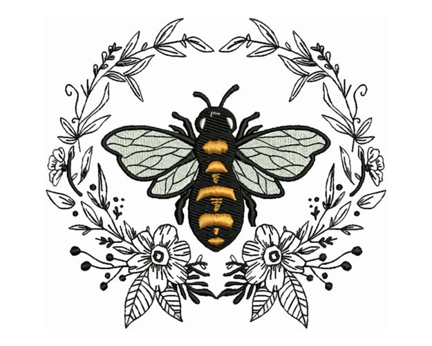 Abeille florale - motif de broderie machine