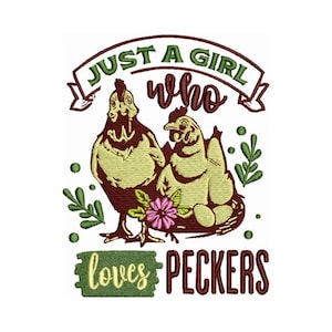 Loves Peckers Embroidery - Rooster & Hen Embroidery - Lovers Chicken Embroidery - Machine Embroidery Design - Digital Instant Download