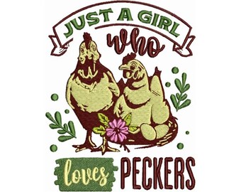 Loves Peckers Embroidery - Rooster & Hen Embroidery - Lovers Chicken Embroidery - Machine Embroidery Design - Digital Instant Download
