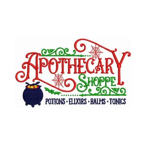 Machine Embroidery Design: Apothecary Shoppe Potions, Elixirs, Balms, Tonics - Instant Download