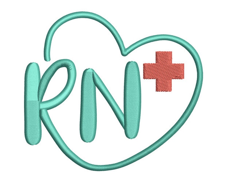 Registered Nurse Machine Embroidery Design / Nurse Heart Etsy