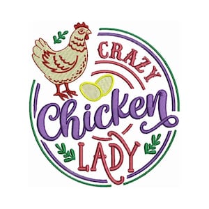 Chicken Lady Embroidery - Chicken Embroidery - Bird Embroidery - Animal Embroidery - Machine Embroidery Design - Digital Instant Download