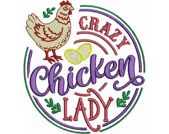 Chicken Lady Embroidery - Chicken Embroidery - Bird Embroidery - Animal Embroidery - Machine Embroidery Design - Digital Instant Download