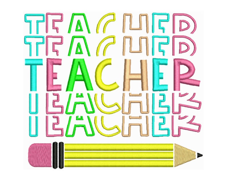 Teacher machine embroidery design school teacher pencil  etsy Teacher machine embroidery design school teacher pencil  etsy