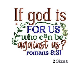 If God Is For Us Embroidery - Christian Embroidery - Religious Embroidery - Machine Embroidery Design - Digital Instant Download - 2 Sizes