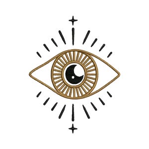 Mystical Moon Eye Machine Embroidery Design - Celestial Stitching Pattern for Crafts and Apparel - Instant Download