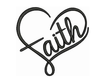 Faith Heart - Machine Embroidery Design - 2 Sizes