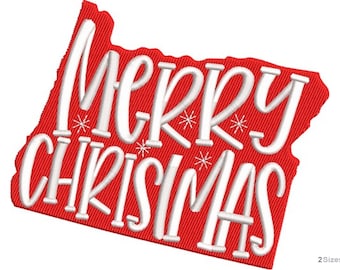 Frohe Weihnachten Stickerei Design - Stickdatei - Urlaub Dekor Stickerei Muster - Digital Instant Download - 2 Größen