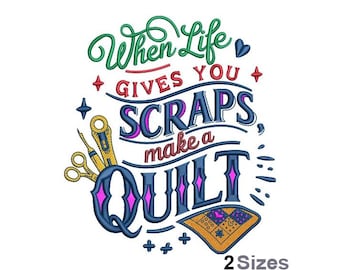 Make A Quilt Embroidery - Quilting Embroidery - Sewing Embroidery - Machine Embroidery Design - Digital Instant Download - 2 Sizes