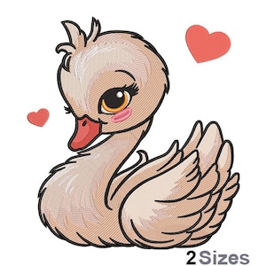 Love Swan Embroidery - Swan Embroidery - Bird Embroidery - Water Embroidery - Machine Embroidery Design - Digital Instant Download - 2 Sizes