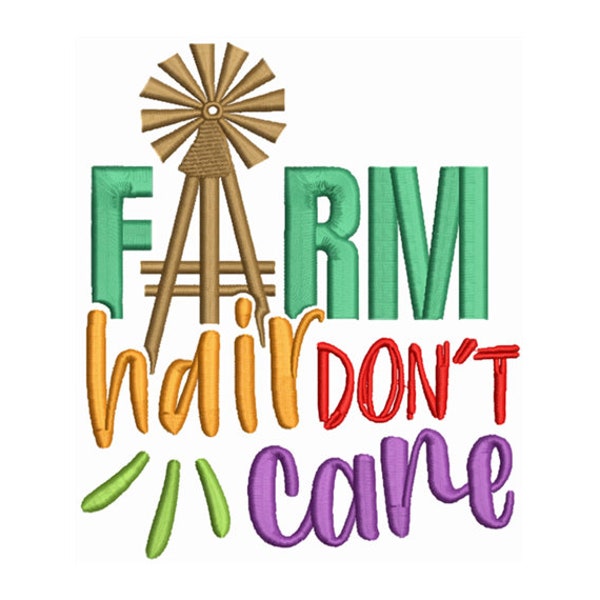 Farm Hair - Farm Decor - Nature Inspired - Inspirational Quotes - Machine Embroidery Design - Digital Instant Download - 2 Sizes