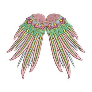 Vibrant Pink Wings Machine Embroidery Design - Angelic Fantasy Embroidery - Winged Artwork - Instant Download - 2 Sizes