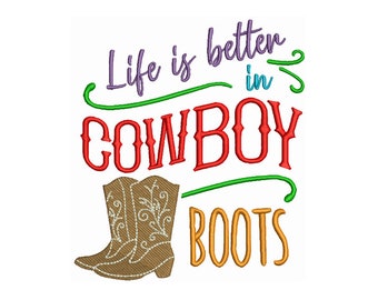Cowboy Boots - Machine Embroidery Design - 2 Sizes