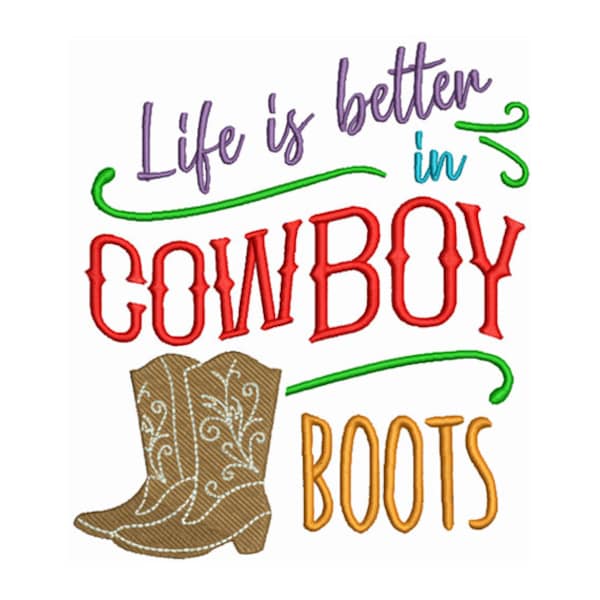 Cowboy Boots - Machine Embroidery Design - 2 Sizes