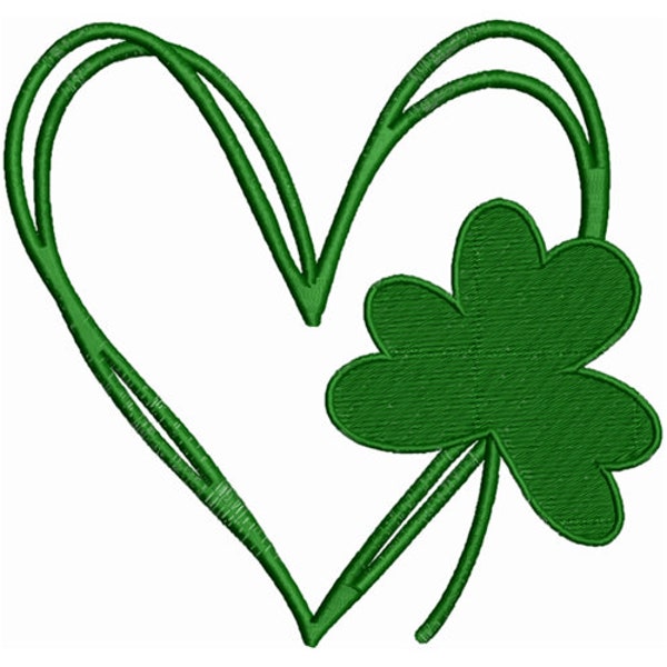 Shamrock Heart - Machine Embroidery Design, Embroidery Designs, Irish Heart Embroidery Patterns, Embroidery Files, Instant Download