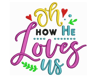 Jesus Loves Us - Machine Embroidery Design / Jesus Scripture embroidery Patterns /Bible verse Heart Digital Embroidery File Instant Download