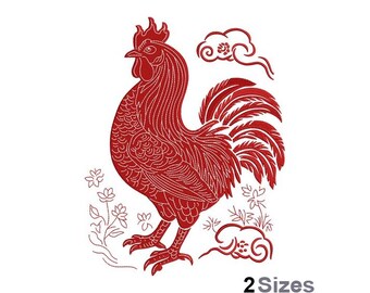 Rooster Embroidery - Chicken Embroidery - Farm Animal Embroidery - Machine Embroidery Design - Digital Instant Download - 2 Sizes
