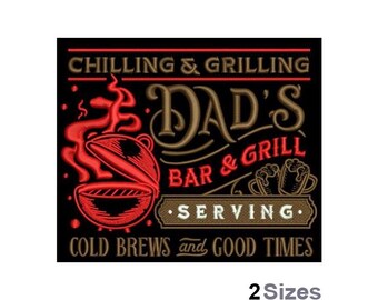 Dad's Backyard Retreat Embroidery - Bar and Grill Embroidery - Dad Embroidery-Machine Embroidery Design - Digital Instant Download - 2 Sizes
