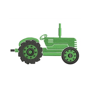 Grüner Traktor Maschinenstickerei, Ländliche Landwirtschaft Bauernhaus Stickerei, Land Vintage Muster, Maschinenstickerei