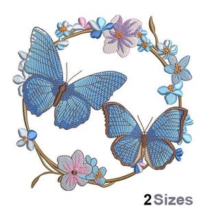 Butterfly Blossoms Embroidery - Floral Embroidery - Moth Embroidery - Machine Embroidery Design - Digital Instant Download - 2 Sizes