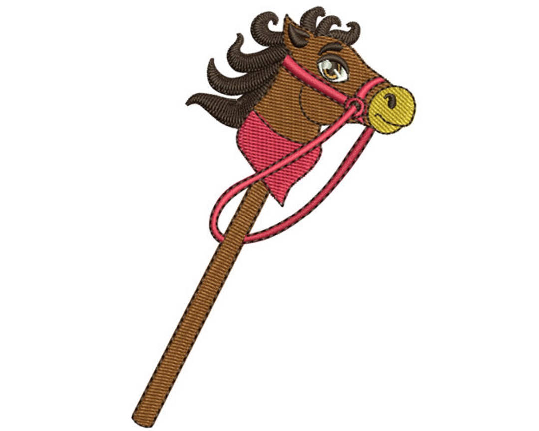 Horse Stick Machine Embroidery Design Toy Horse Head on A Etsy