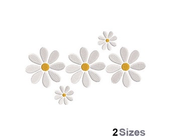 Daisy Flowers Embroidery - Daisy Embroidery - Flower Daisy Embroidery - Machine Embroidery Design - Digital Instant Download - 2 Sizes