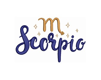 Diseño de bordado de máquina del Zodíaco Escorpio - Símbolo de signo de astrología - Descarga instantánea- Patrón de bordado celestial - 2 tamaños