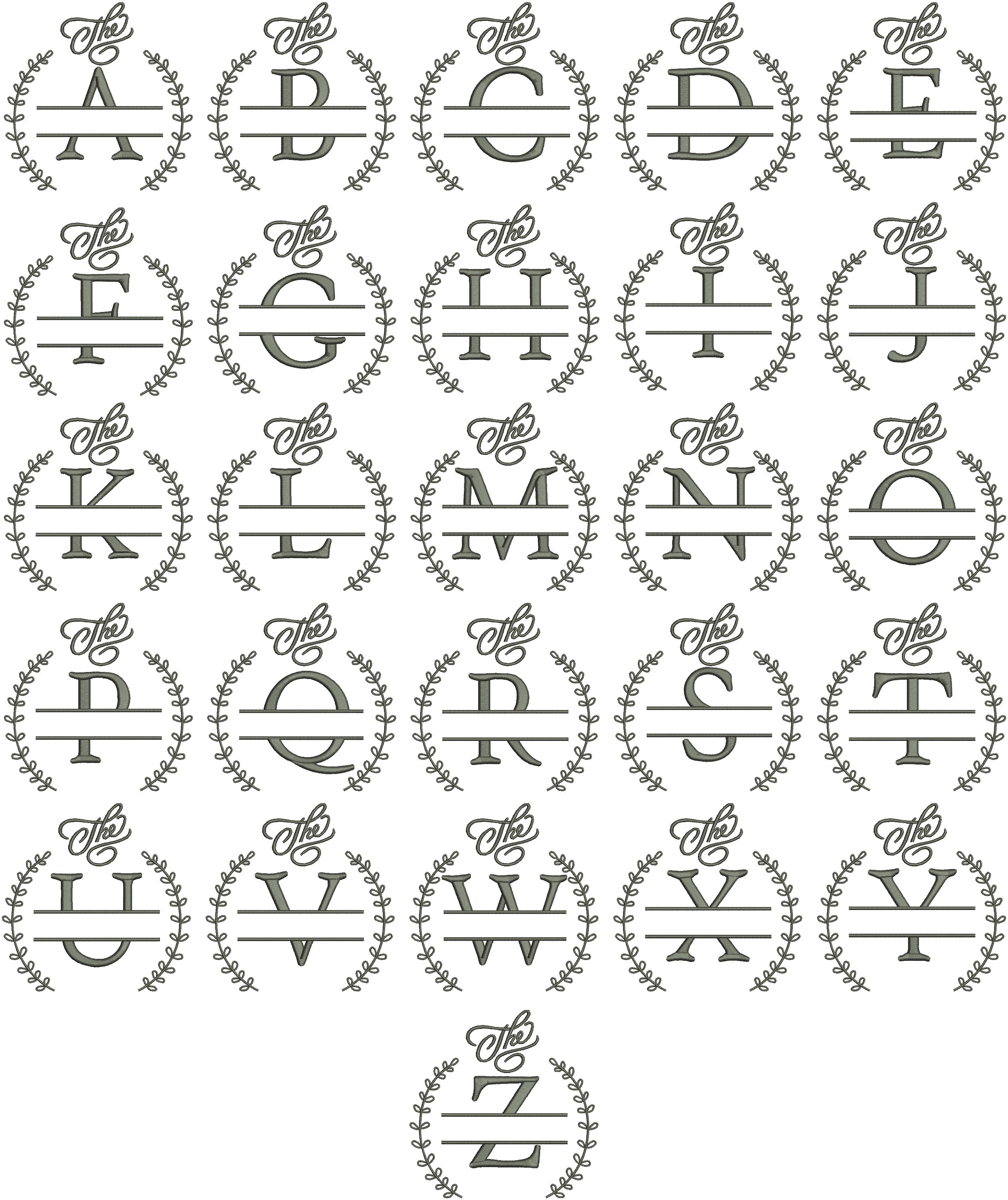 Monogram Wreath Script Machine Embroidery Font / Digital Embroidery ...