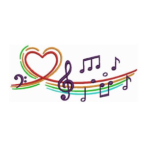 Heart Music - Machine Embroidery Design - 2 Sizes
