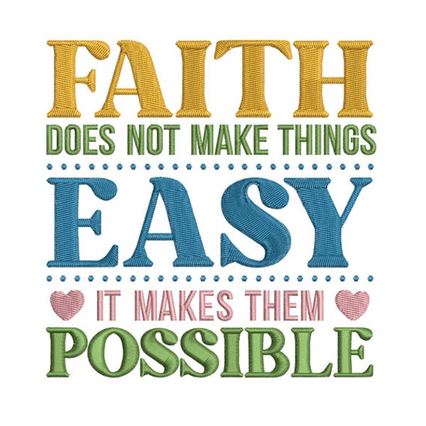 Faith Makes It Possible - Machine Embroidery Design, Religious Embroidery Designs, Embroidery Patterns, Embroidery Files, Instant Download