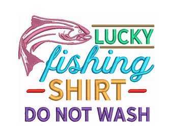 Lucky Fishing Shirt Machine Embroidery Design, Embroidery Designs, Machine Embroidery, Embroidery Patterns, Embroidery  Instant Download