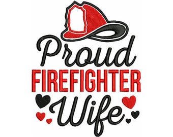 Bordado de esposa de bombero - Bordado de bombero - Bordado de esposa encantadora - Diseño de bordado de máquina - Descarga instantánea digital