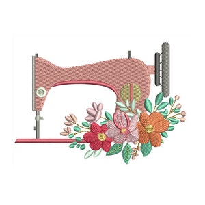 Floral Sewing Machine - Machine Embroidery Design - 2 Sizes