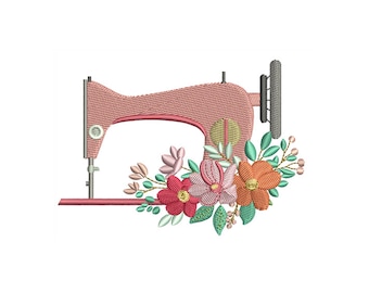 Floral Sewing Machine - Machine Embroidery Design - 2 Sizes