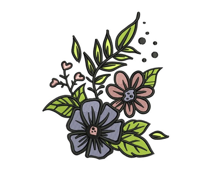 Chic Floral Bliss Embroidery - Elegant Embroidery - DIY Projects Embroidery - Machine Embroidery Design - Digital Instant Download - 2 Sizes