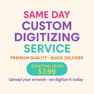 Same Day Embroidery Digitizing Service | Custom Logo Digitizing for Machine Embroidery | Fast Turnaround USA Made