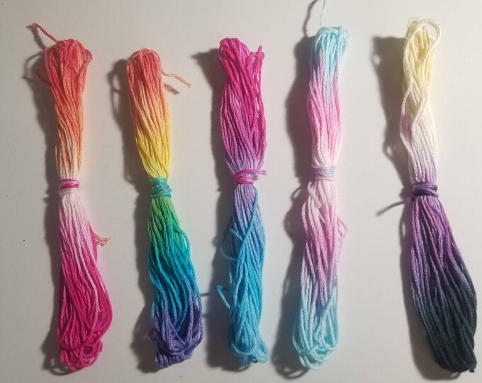 Trans Themed String Gay Lesbian Bisexual 8 yard Embroidery Thread LGBT Hand Dyed Varigated Thread