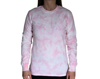 Tie Dye Long Sleeve Pink Crumple T-shirt