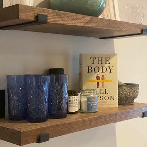 Floating Shelves with Contemporary Brackets - Solid Oak - Custom Width