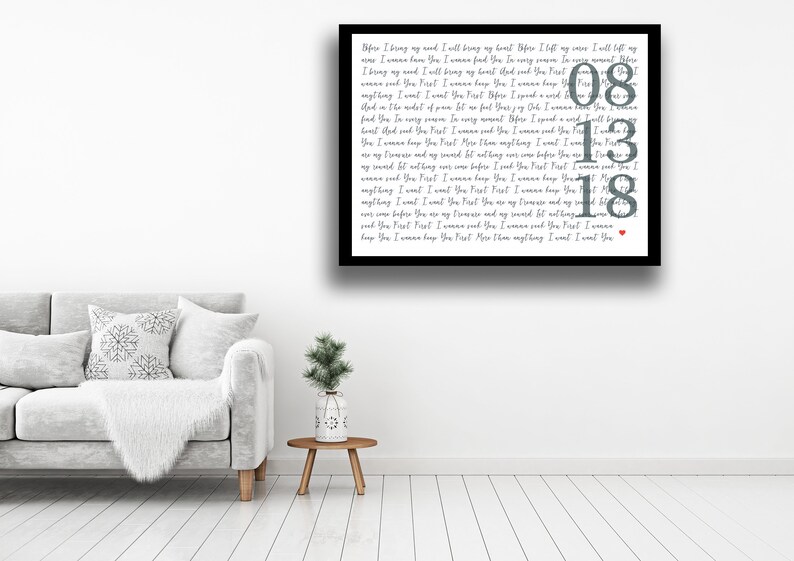 Any Song Lyrics Wall Art Wedding Song Lyrics Canvas Custom | Etsy