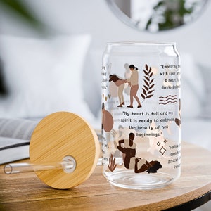Doula Affirmation Sipper Glass with Bamboo Lid & Straw