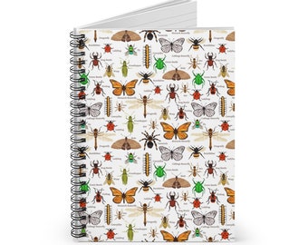 Insects Spiral Notebook , Insect Journal, Entomologist Notebook, Entomologist Journal, Entomologist Gift, Cute Insects, Insects Gifts,