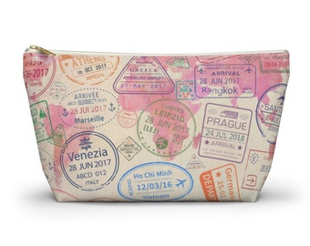 Vintage World Map Pouch Bag Globe carry All Map Zipper bag Travel Makeup Bag Map Pencil Case Print Passport Stamp Custom passport stamp