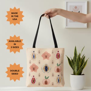 Doula Tote Bag: Birth Worker Gift, Floral Anatomy Design