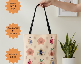 Doula Tote Bag: Birth Worker Gift, Floral Anatomy Design