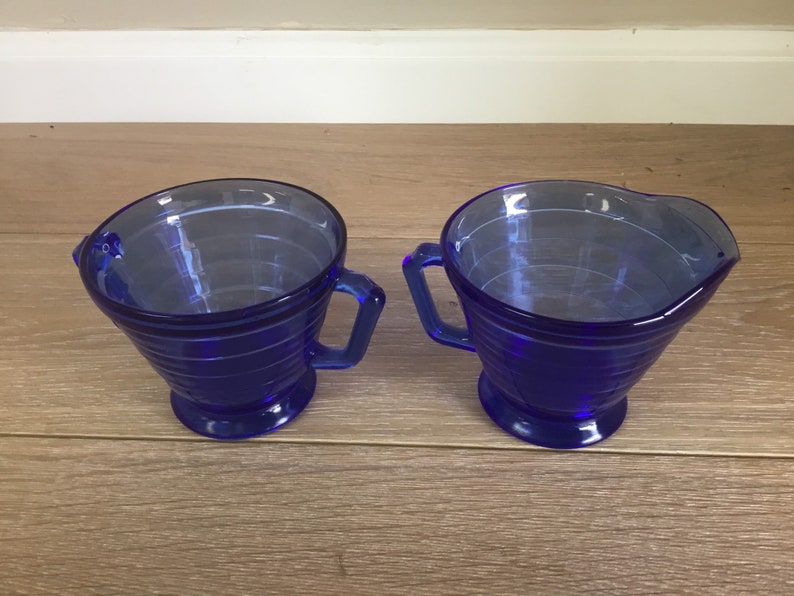 Vintage Cobalt Blue Creamer and Sugar Bowl Set Moderntone Etsy