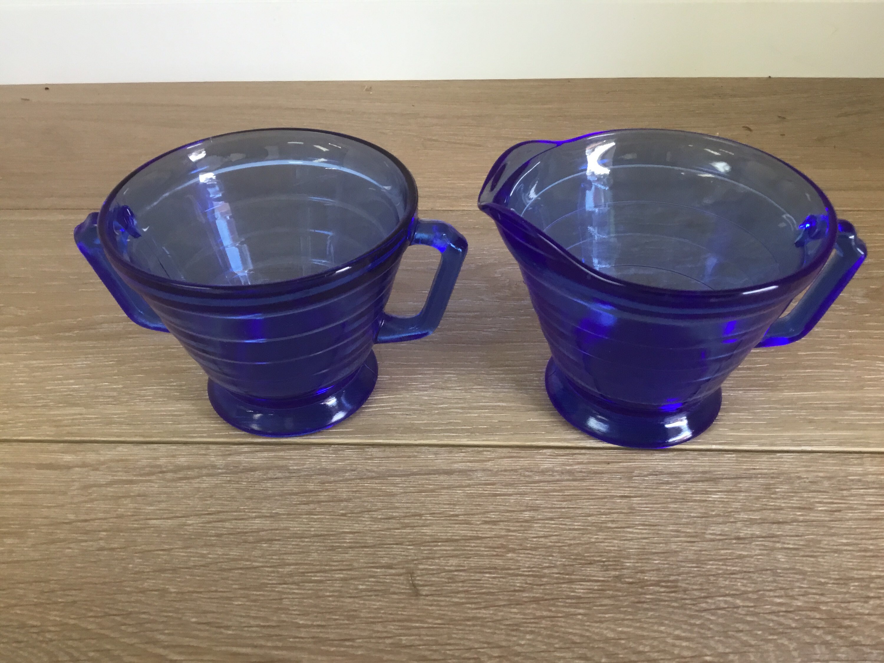Vintage Cobalt Blue Creamer and Sugar Bowl Set Moderntone Etsy
