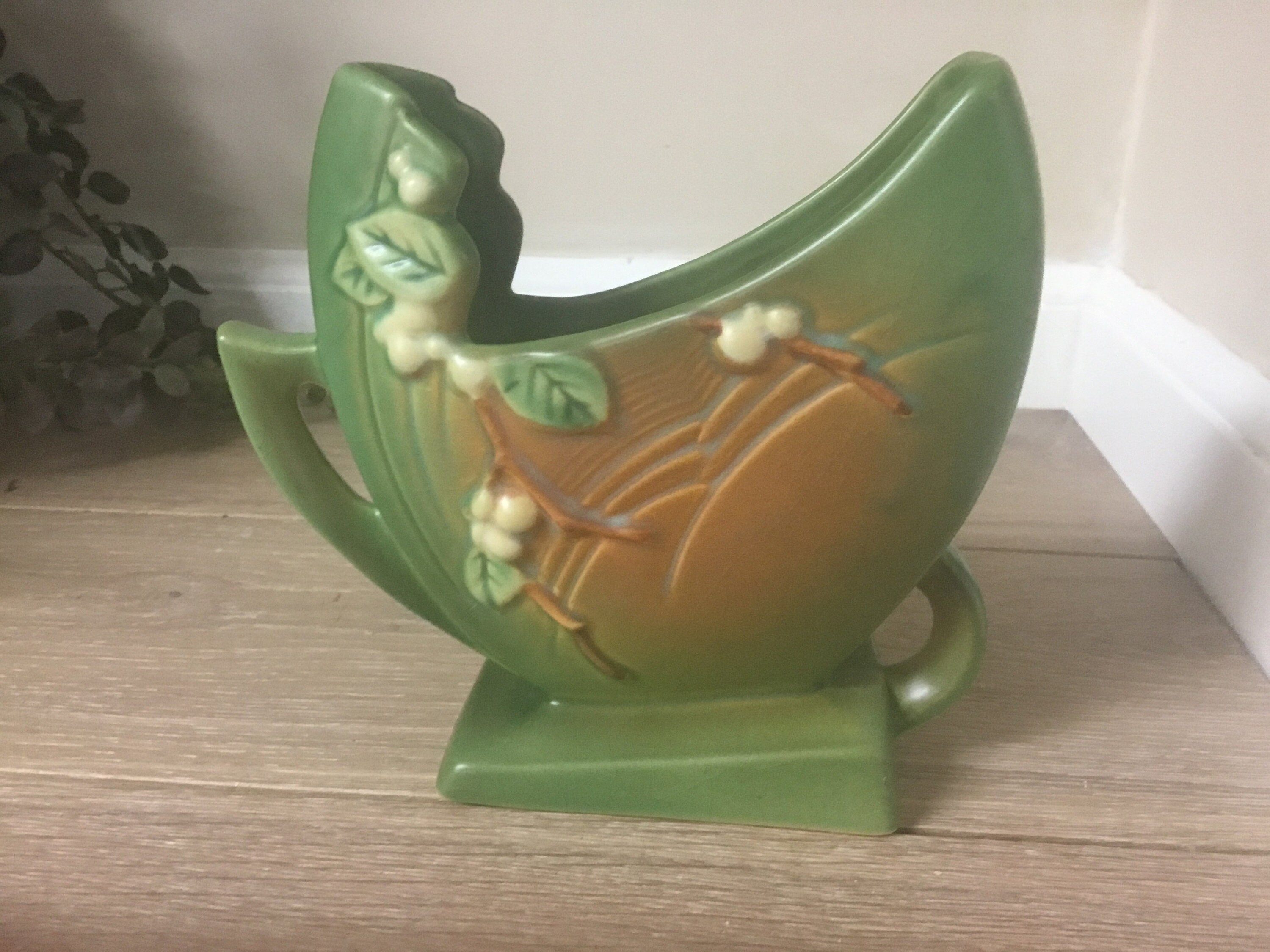 Roseville Pottery Flower Vase 1940's Snowberry Green and Etsy