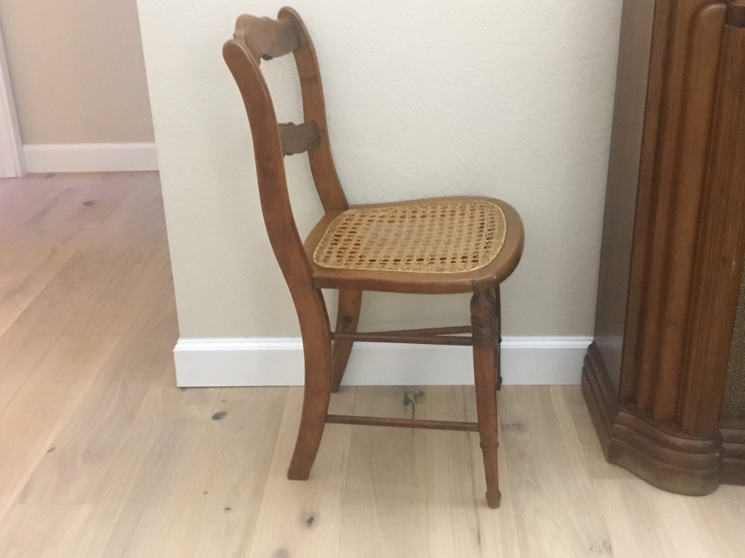 AntiqueWood Chair Woven Cane Seat Ladder arched Back Accent Etsy