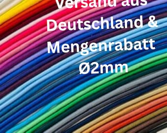 2 mm 1-2 or 3 meter elastic cord, elastic band, elastic braid, round elastic, many colors